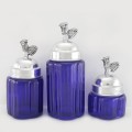 50002ORANGE - Small Round Ocean Blue Canister Set
